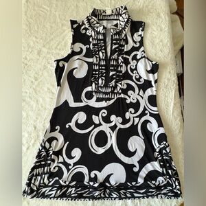 White House Black Market Swirl Print Sleeveless Blouse